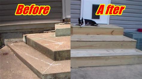 Deck Steps Over Crooked Concrete Youtube