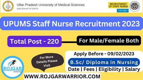 Upums Staff Nurse Syllabus And Exam Pattern 2023 Upums Staff Nurse