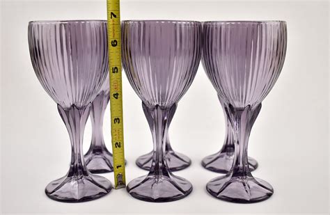 Vintage Purple Wine Glasses Set Of Fostoria Monet Pattern Etsy