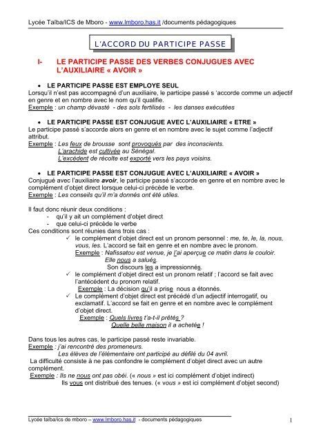 Accord Du Participe Pass Avec Les Verbes Pronominaux Me Fran Ais