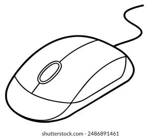 Black White Drawing Computer Mouse Cord Stock Illustration 2486891461 ...