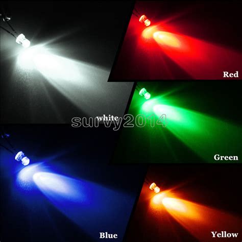 Pcs Mix Mm Blue Red Yellow Green Round Light Emitting Led Diode