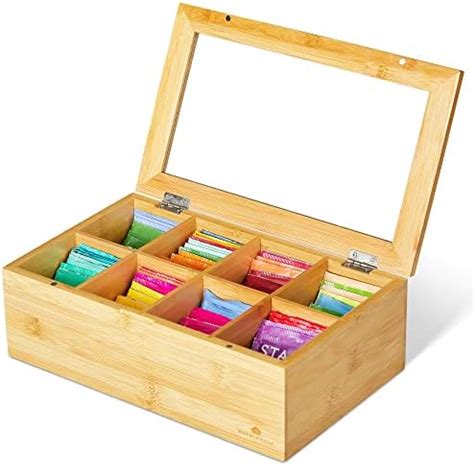 Natural Bamboo Tea Bag Organizer Box Organizers And Storage Royal House