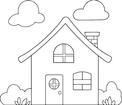 Ilustración vectorial de la casa contorno en blanco y negro casa para