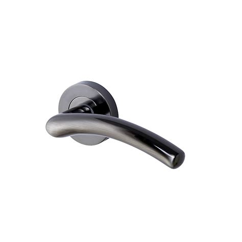 Colours Liw Satin Black Iridium Curved Latch Push On Rose Door Handle L121mm Pair Diy At Bandq