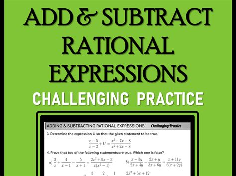 Adding Subtracting Rational Expressions Challenging Practice