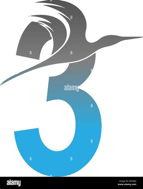 Number 3 Logo With Pelican Bird Icon Design Vector Stock Vector Image