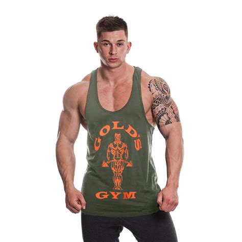 Golds Gym Classic Stringer Tank Top Army Marlorange