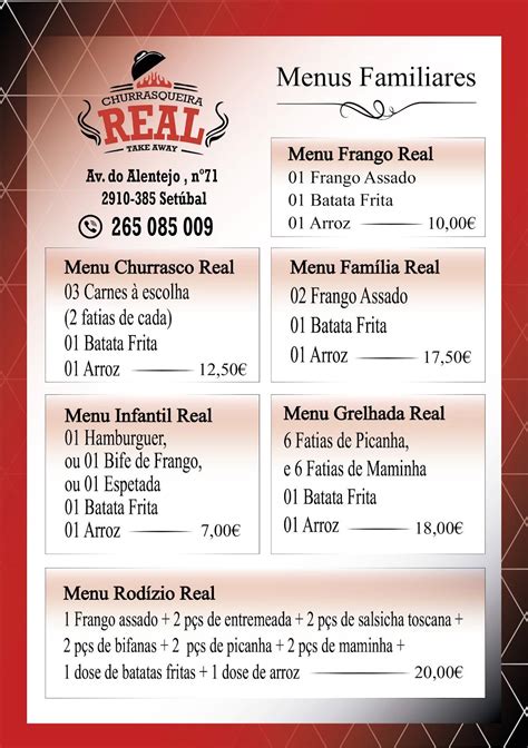 Menu Em Churrasqueira Real Take Away Restaurante Set Bal