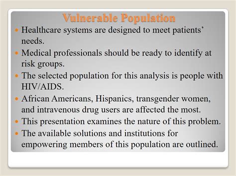 Vulnerable Population Hiv Aids Words Presentation Example