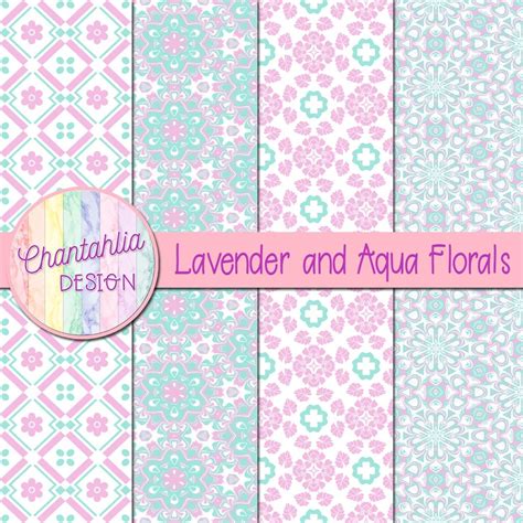 Free Lavender And Aqua Digital Papers With Florals Designs