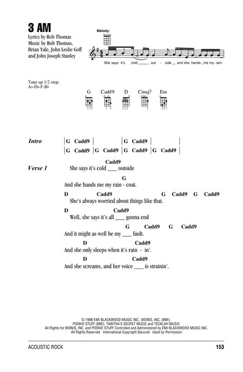 3 Am Sheet Music Matchbox Twenty Ukulele Chords Lyrics