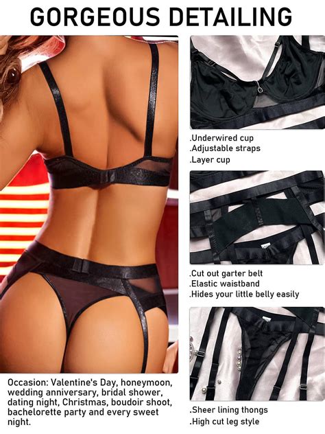 Sexy Lingerie Set For Women Piece Bra And Panty Set With Garter Belt Strappy Lingerie Set With