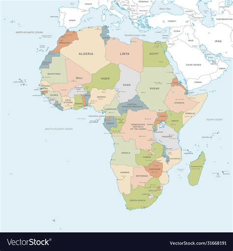 Map Africa Continent Royalty Free Vector Image