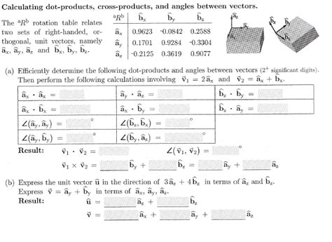 Solved Calculating Dot Products Cross Products And Angles