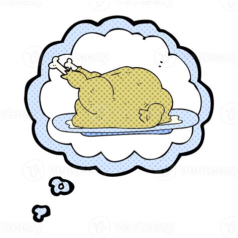 Hand Drawn Thought Bubble Cartoon Cooked Chicken Png