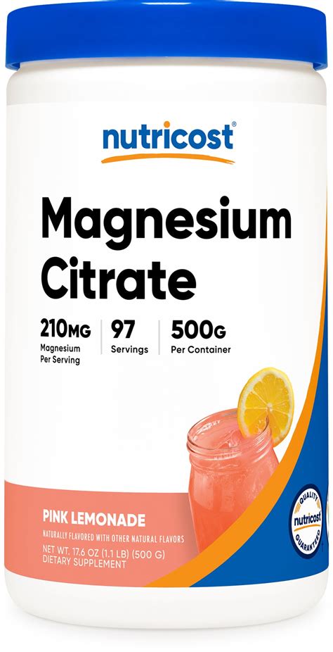 Nutricost Magnesium Citrate Powder Pink Lemonade 500 Grams Mineral Supplement