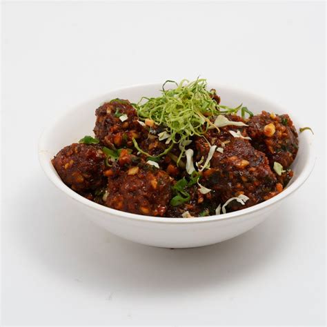 delicious indo chinese cuisine manchurian dish  stock photo