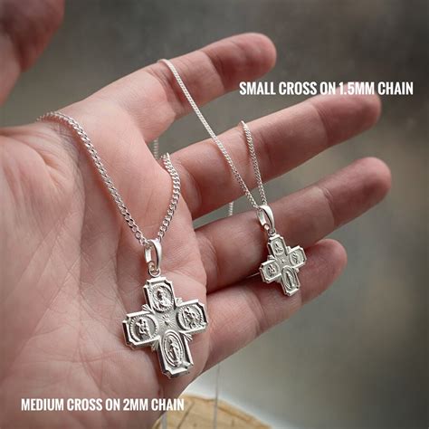 Solid Sterling Silver Four Way Medal Cross W Sacred Heart St Joseph