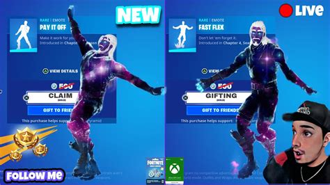 🔴live Fortnite Get New Fast Flex And Pay It Off Emotes Ting Youtube