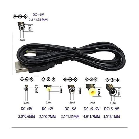 Cabledeconn Usb To 35 Mm135 Mm 5 Volt Dc Barrel Jack Power Cable