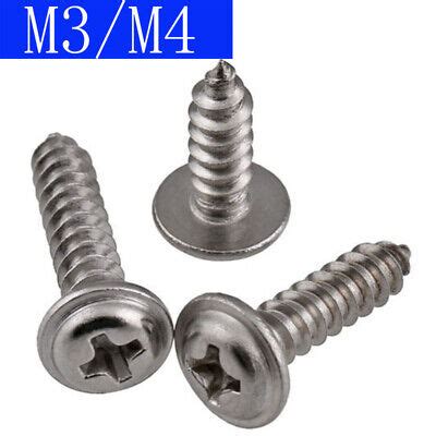 M3 M4 304 Stainless Steel Flanged Pan Washer Head Phillips Self Tapping