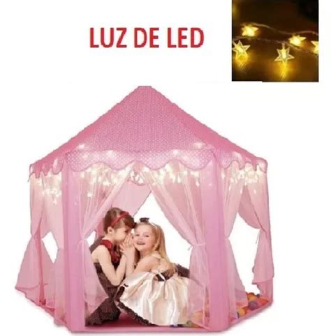 Barraca Infantil Tenda Rosa Castelo Princesa Luz De Led