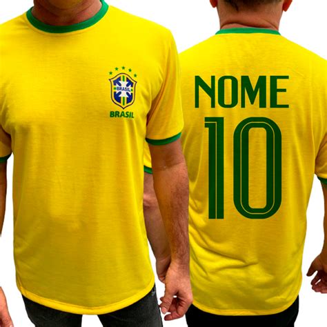 Camisa Camiseta Brasil Personalizada Nome E Numero Shopee Brasil