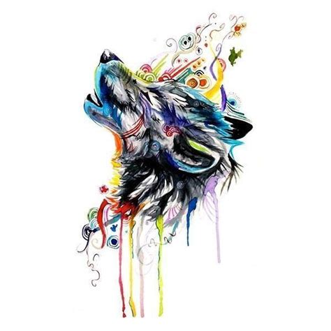 Colorful Abstract Wolf Tattoo