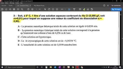 Pression Osmotique P 2014 UE3b Biophysique Physiologie Tutorat