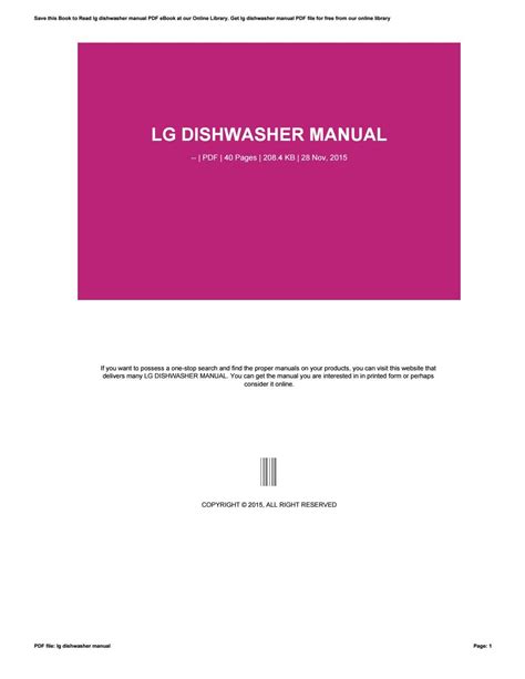 Lg dishwasher manual by aju26 - Issuu