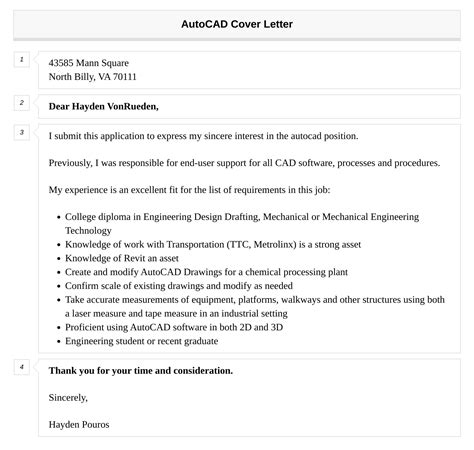 AutoCAD Cover Letter Velvet Jobs