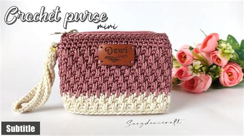 MEMBUAT DOMPET RAJUT MINI MOTIF TERBARU CROCHET TUTORIAL FOR BEGINNER