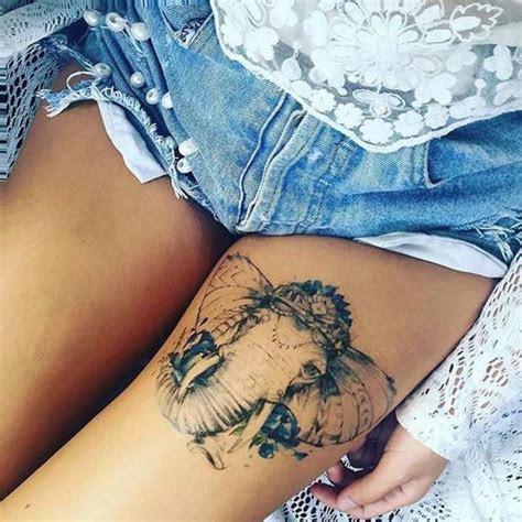 Tattoo Am Oberschenkel Bein Tattoos Elefant Tattoos Fuer Frauen