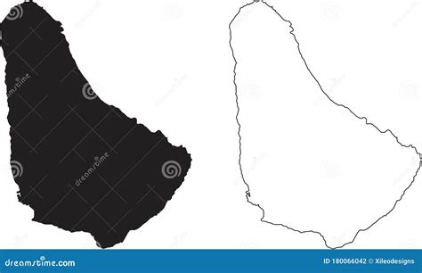 Barbados Map Black Silhouette Country Map Isolated On White Background