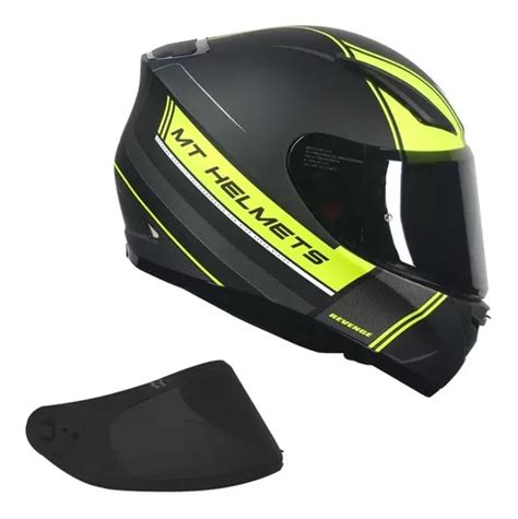 Capacete Mt Revenge Naked Amarelo Fluor Fosco Viseira Fumê