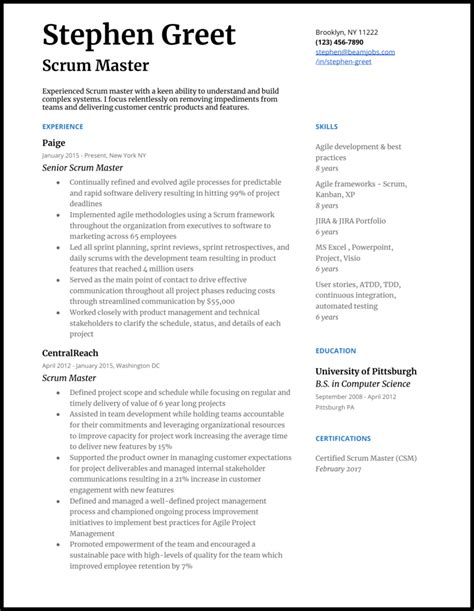 5 Scrum Master Resume Samples For 2021