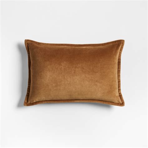 Organic Washed Cotton Velvet X Cognac Brown Throw Pillow Cover