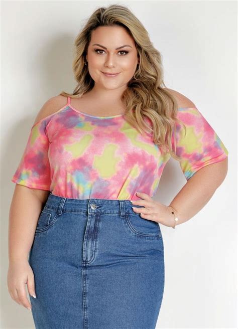 Blusa Tie Dye Alças Finas Plus Size Marguerite