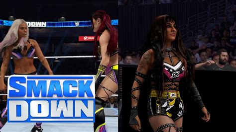 Wwe K Smackdown Iyo Sky Vs Zelina Vega Dakota Kai At Ringside