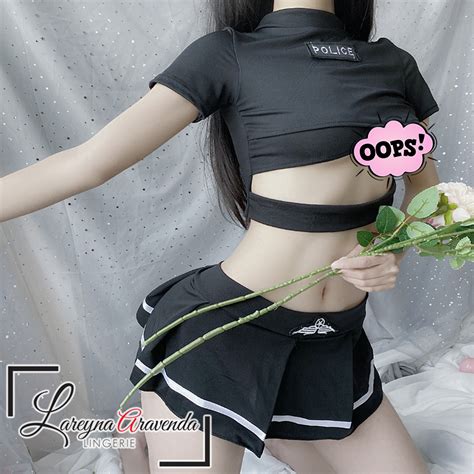 Jual Lareyna Aravenda Set Lingerie Rok G String Costume Sexy Black