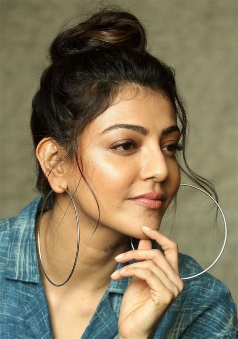 Indian Girl Kajal Aggarwal Beautiful Hairstyle Smiling Face Closeup