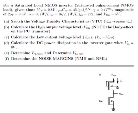 Solved For A Saturated Load NMOS Inverter Saturated Chegg