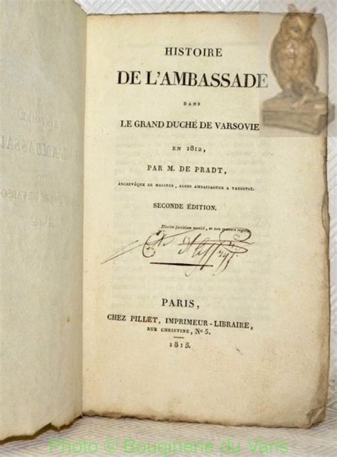 Histoire De L Ambassade Dans Le Grand Duch De Varsovie En