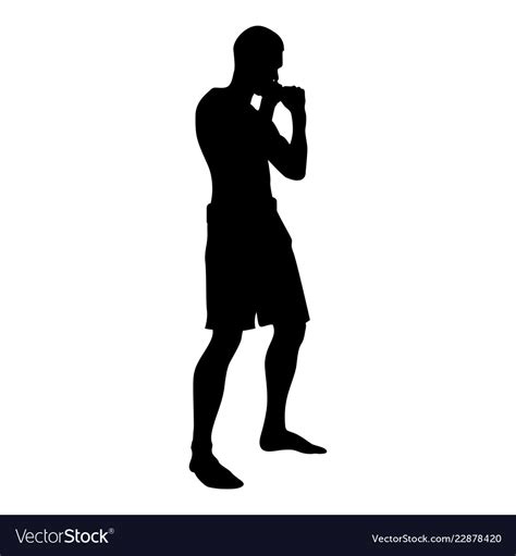 Fighter In Fighting Stance Man Doing Exercises Vector Image