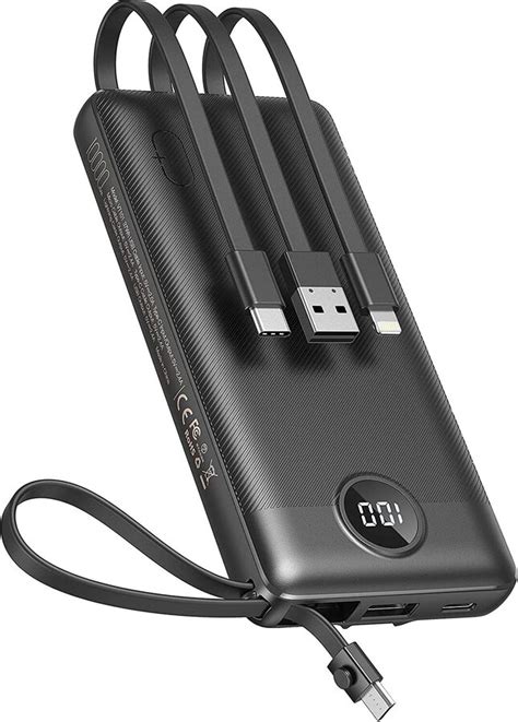 Veektomx Power Bank With Built In Cables 10000mah Usb C Portable Charger 20 99 Delivery 0