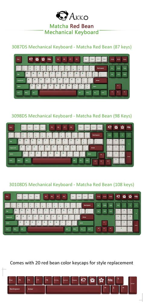 AKKO 3087DS Matcha Red Bean 87 Keys Mechanical Keyboard Type C Wired