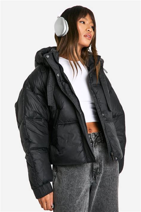 Hooded Puffer Jacket Boohoo Uk