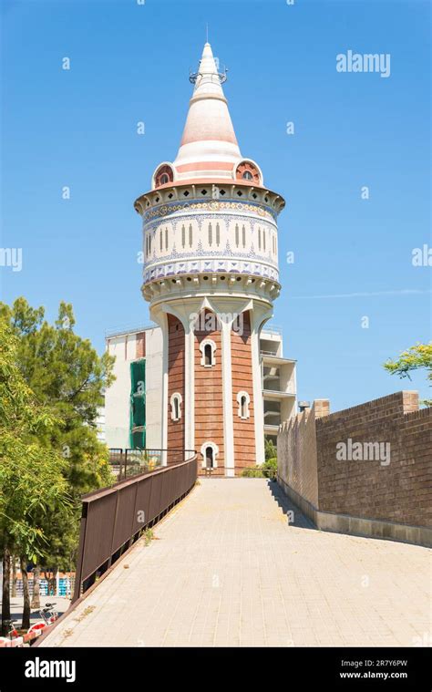 The Restored Water Tower Torre De Les Aig Stock Photo Alamy