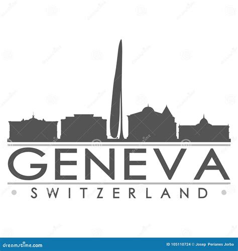 Geneva Switzerland Europe Euro Icon Vector Art Design Skyline Flat City